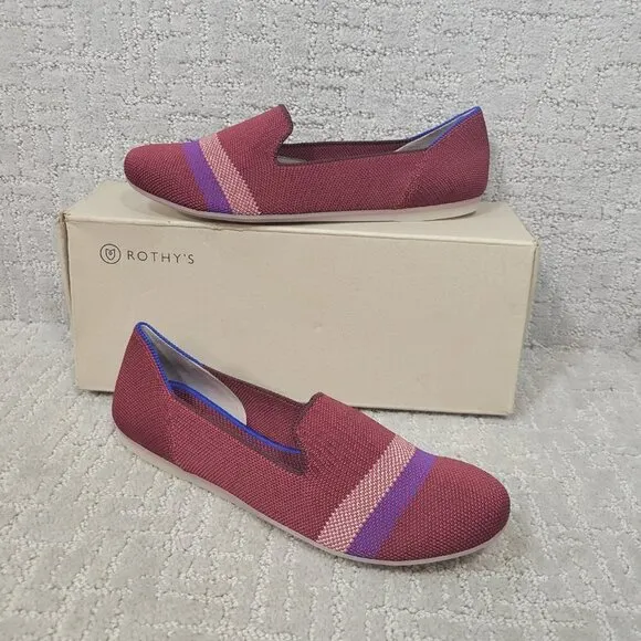 Rothy's The Loafer Reflective Stripe Round Toe Shoes Women's Size 8 US RETIRED