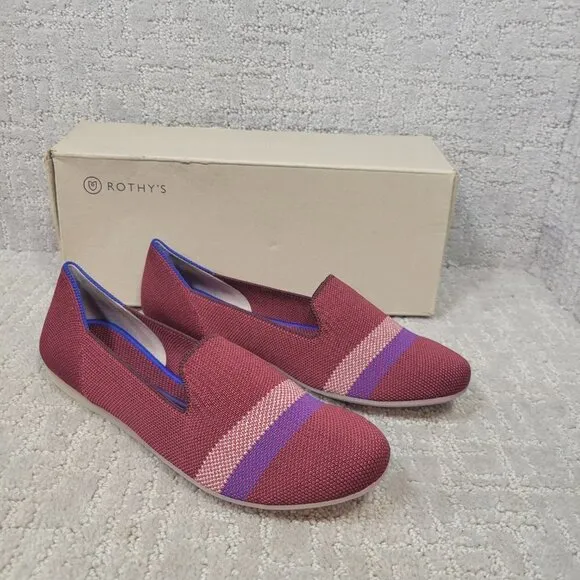 Rothy's The Loafer Reflective Stripe Round Toe Shoes Women's Size 8 US RETIRED