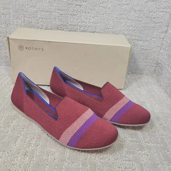 Rothy's The Loafer Reflective Stripe Round Toe Shoes Women's Size 8 US RETIRED