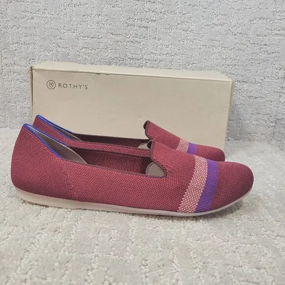 Rothy's The Loafer Reflective Stripe Round Toe Shoes Women's Size 8 US RETIRED