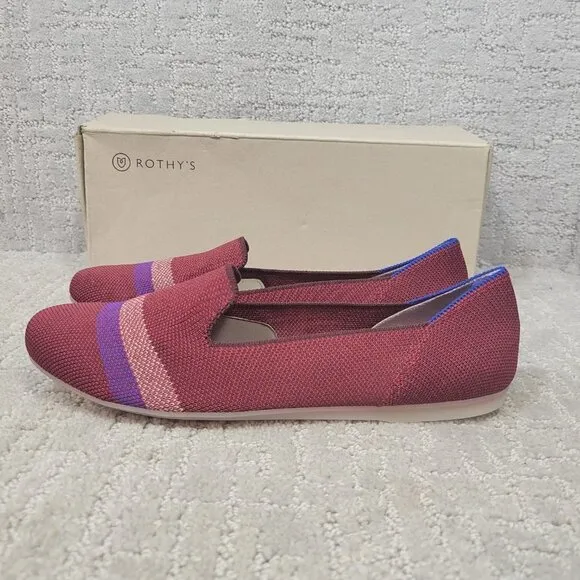Rothy's The Loafer Reflective Stripe Round Toe Shoes Women's Size 8 US RETIRED