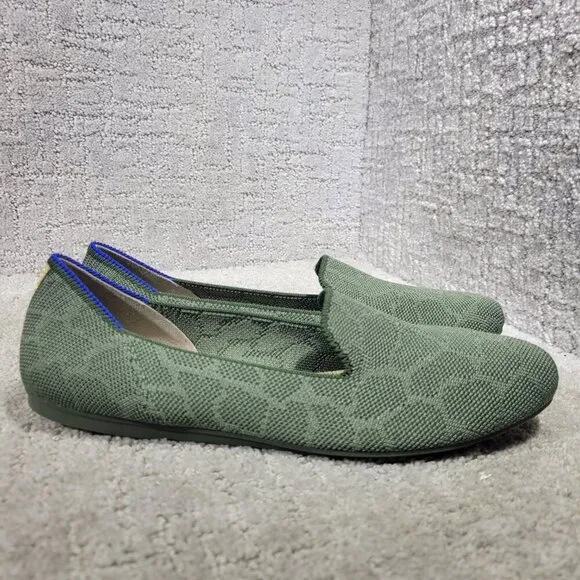 Rothys The Loafer Womens Size 8 Green Safari Round Toe Slip on Flat Ballet Shoes
