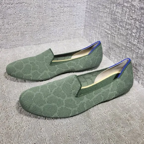 Rothys The Loafer Womens Size 8 Green Safari Round Toe Slip on Flat Ballet Shoes