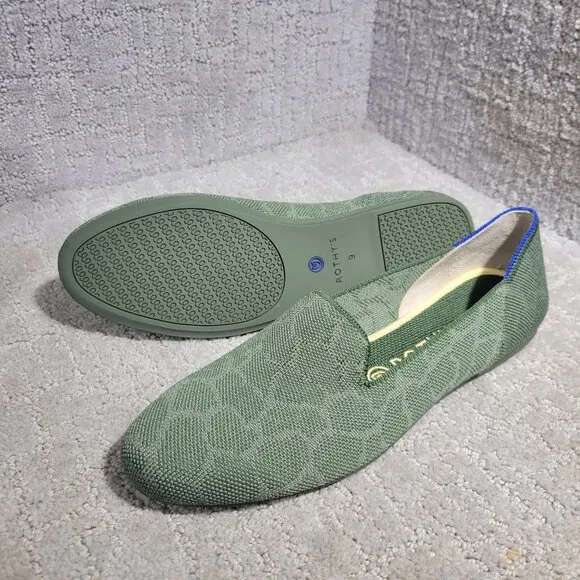 Rothys The Loafer Women's Size 9 US Green Safari Round Toe Slip on Flat Shoes