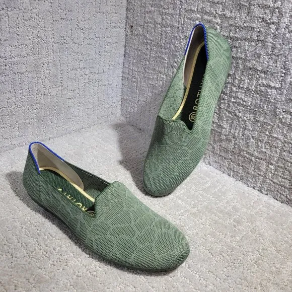 Rothys The Loafer Women's Size 9 US Green Safari Round Toe Slip on Flat Shoes