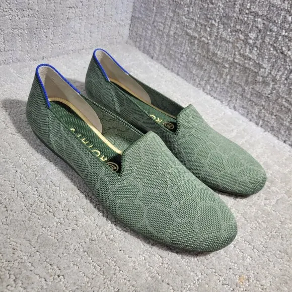 Rothys The Loafer Women's Size 9 US Green Safari Round Toe Slip on Flat Shoes