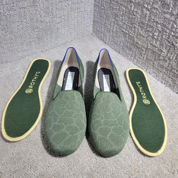 Rothys The Loafer Women's Size 9 US Green Safari Round Toe Slip on Flat Shoes