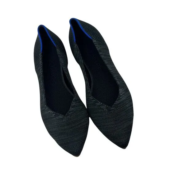 Rothy's Women's The Point in Heathered Black Flat Shoes Size W10 NWOT