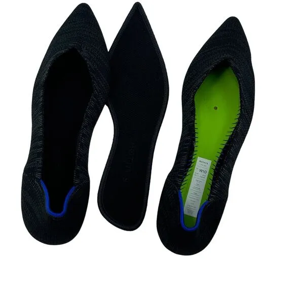 Rothy's Women's The Point in Heathered Black Flat Shoes Size W10 NWOT