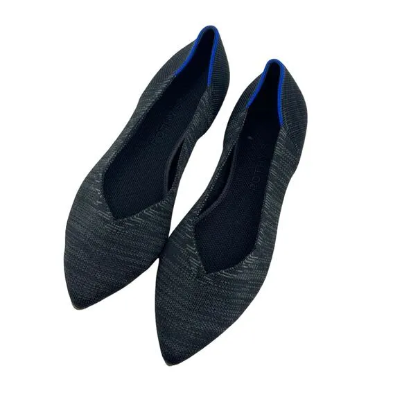 Rothy's Women's The Point in Heathered Black Flat Shoes Size W10 NWOT