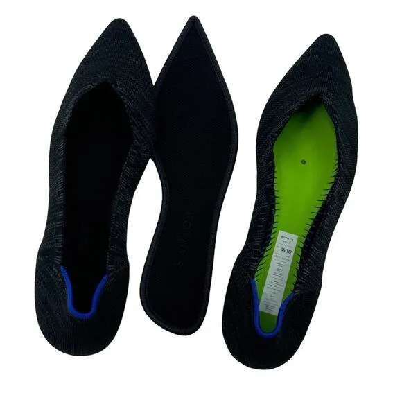 Rothy's Women's The Point in Heathered Black Flat Shoes Size W10 NWOT