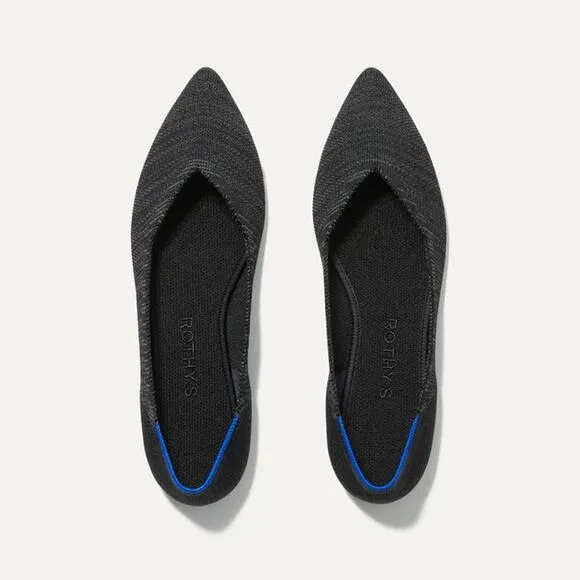 Rothy's Women's The Point in Heathered Black Flat Shoes Size W10 NWOT