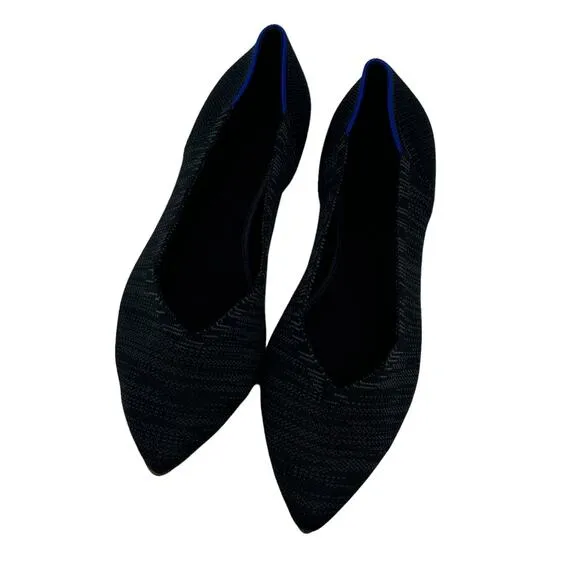 Rothy's Women's The Point in Heathered Black Flat Shoes Size W10 NWOT