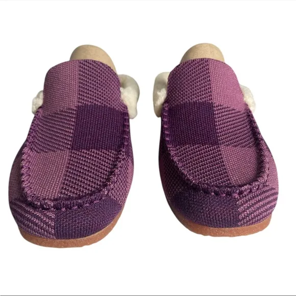 Rothy’s women’s The scuff Purple Plaid buffalo check Slip-On Slippers size 5 NEW