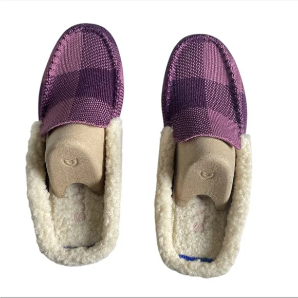 Rothy’s women’s The scuff Purple Plaid buffalo check Slip-On Slippers size 5 NEW