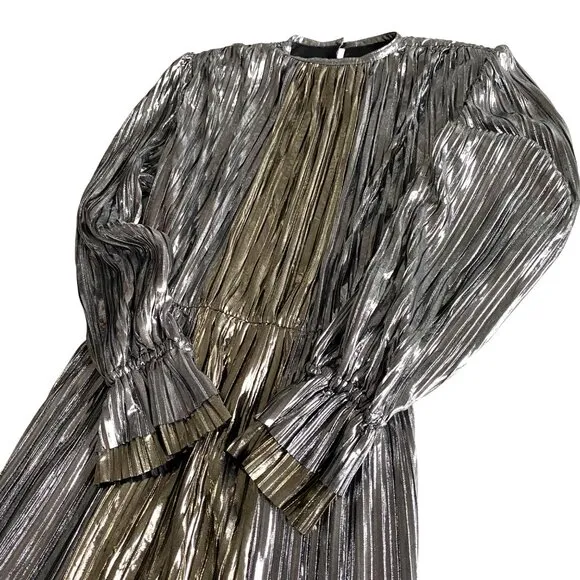 Sabina‎ Musayev Gal Metallic Two-Tone Maxi Dress Sz S NWT Modern Contemporary