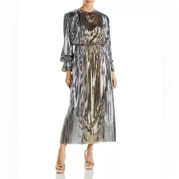 Sabina‎ Musayev Gal Metallic Two-Tone Maxi Dress Sz S NWT Modern Contemporary