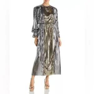 Sabina‎ Musayev Gal Metallic Two-Tone Maxi Dress Sz S NWT Modern Contemporary