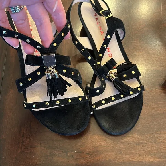 Sacha London Sandals size 7 Red and Black Sandals with gold beads