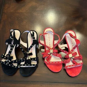Sacha London Sandals size 7 Red and Black Sandals with gold beads