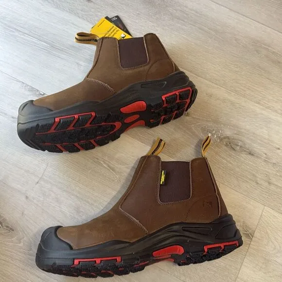 SAFETOE Heavy Duty Work Boots Composite ToeCap Chelsea Safety Boots Brown 10 NWT