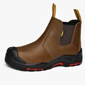 SAFETOE Heavy Duty Work Boots Composite ToeCap Chelsea Safety Boots Brown 10 NWT