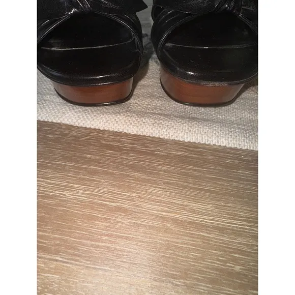Saint Laurent  Bianca Tripon Black Bow Platform High Heel  Size 38