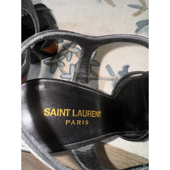 Saint Laurent  Bianca Tripon Black Bow Platform High Heel  Size 38
