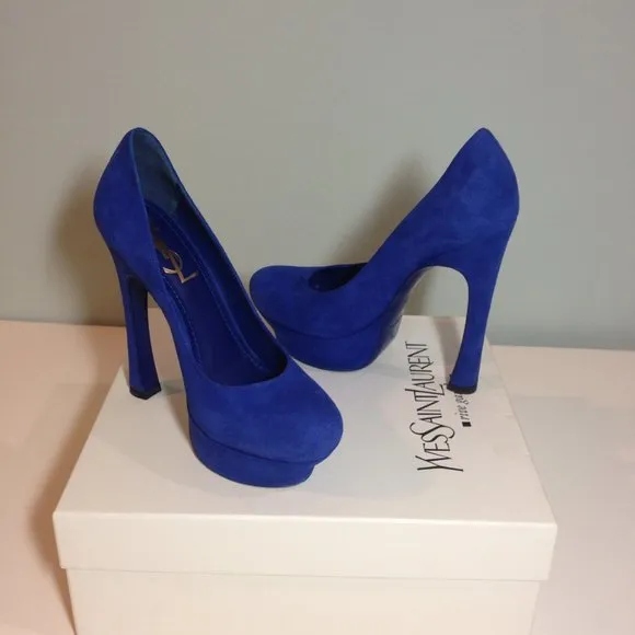 Saint Laurent suede leather tribute platform pump Excellent Condition