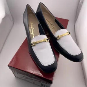 Salvatore Ferragamo Boutique Bambina Bianca Calf Heeled Loafers Women’s 9‎ AAAA