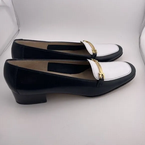 Salvatore Ferragamo Boutique Bambina Bianca Calf Heeled Loafers Women’s 9‎ AAAA