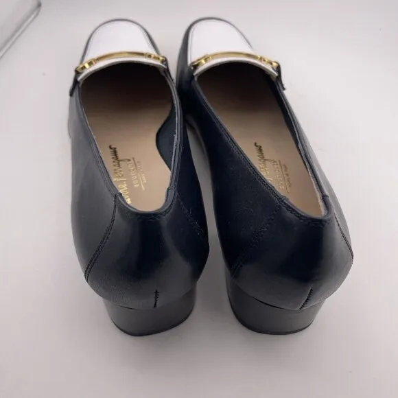 Salvatore Ferragamo Boutique Bambina Bianca Calf Heeled Loafers Women’s 9‎ AAAA