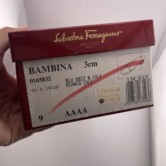 Salvatore Ferragamo Boutique Bambina Bianca Calf Heeled Loafers Women’s 9‎ AAAA