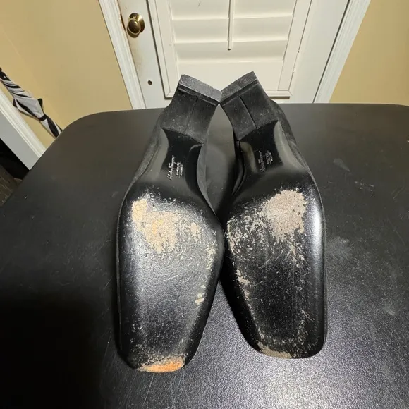 Salvatore Ferragamo Boutique size 7.5 black suede square tie shoes made …