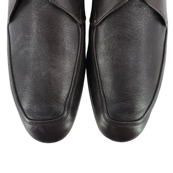 Salvatore Ferragamo Italy Dark Brown Leather Blucher Men 9.5EE Derby Dress Shoes
