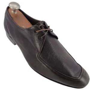 Salvatore Ferragamo Italy Dark Brown Leather Blucher Men 9.5EE Derby Dress Shoes