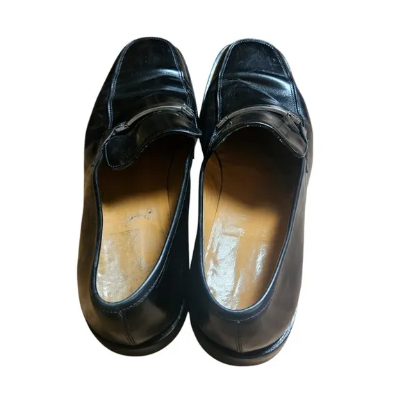 Salvatore Ferragamo Leather Loafer Slip on Dress Shoes Mens 11.5 D Black Classic