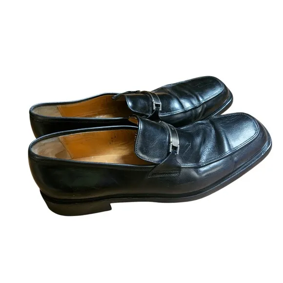 Salvatore Ferragamo Leather Loafer Slip on Dress Shoes Mens 11.5 D Black Classic