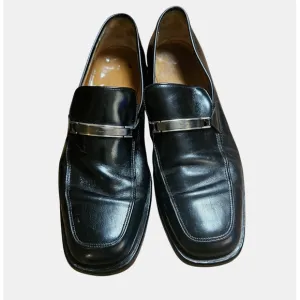 Salvatore Ferragamo Leather Loafer Slip on Dress Shoes Mens 11.5 D Black Classic