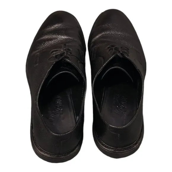 Salvatore Ferragamo Men's Black Pebbled Leather Dress Shoes Sz 8 1/2 3E (Wide)