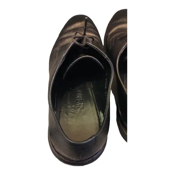 Salvatore Ferragamo Men's Black Pebbled Leather Dress Shoes Sz 8 1/2 3E (Wide)