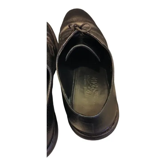 Salvatore Ferragamo Men's Black Pebbled Leather Dress Shoes Sz 8 1/2 3E (Wide)
