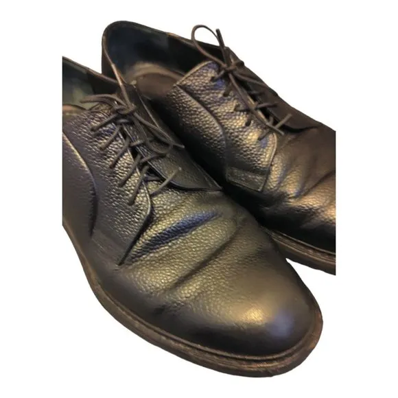 Salvatore Ferragamo Men's Black Pebbled Leather Dress Shoes Sz 8 1/2 3E (Wide)