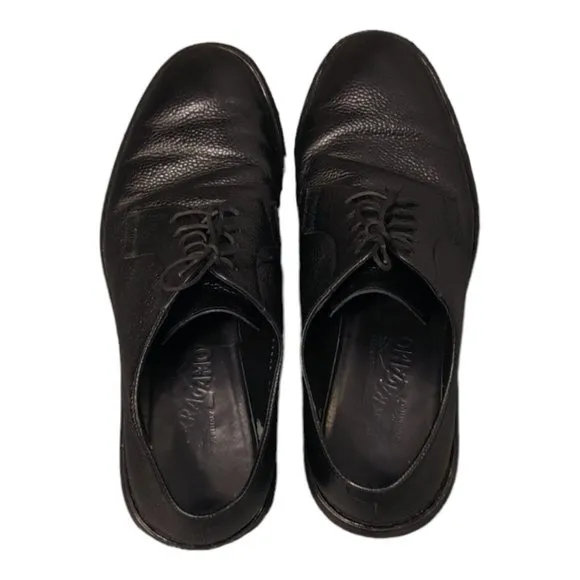 Salvatore Ferragamo Men's Black Pebbled Leather Dress Shoes Sz 8 1/2 3E (Wide)