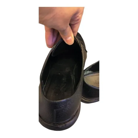 Salvatore Ferragamo Men's Black Pebbled Leather Dress Shoes Sz 8 1/2 3E (Wide)