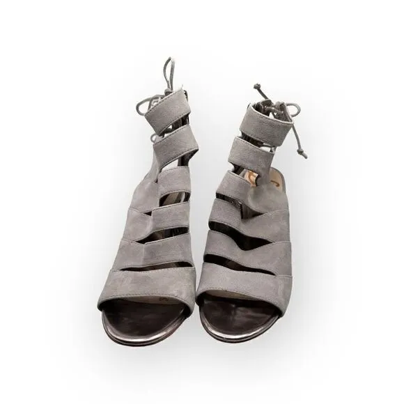 Sam Edelman Anastasia heeled leather ankle shoes grey peep toe women’s size 9m