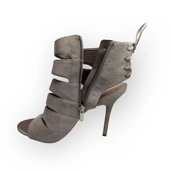 Sam Edelman Anastasia heeled leather ankle shoes grey peep toe women’s size 9m