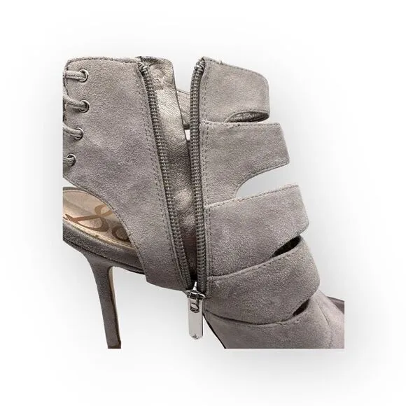 Sam Edelman Anastasia heeled leather ankle shoes grey peep toe women’s size 9m