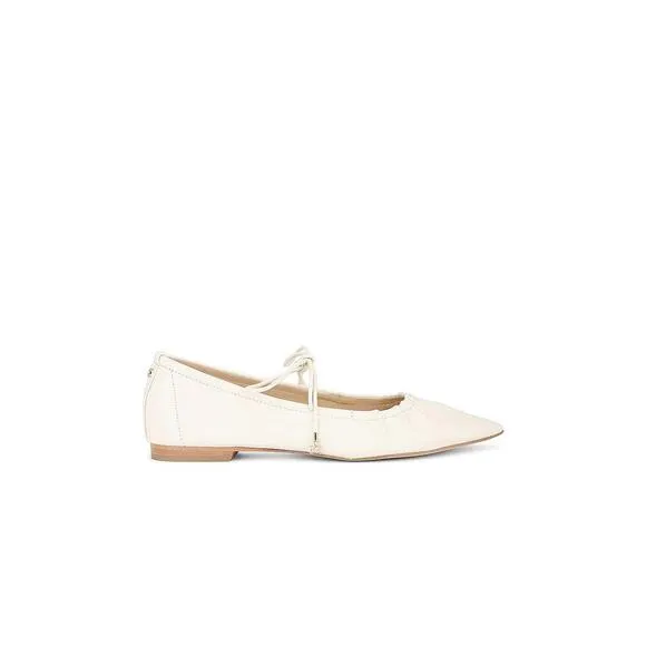 Sam Edelman Bri J1313L2100 Women's Modern Ivory Leather Ballet Flat Shoes FZP034