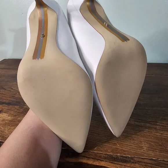 Sam Edelman Hazel Bright White Stiletto Heel Pointed Toe Pumps Size 10 WIDE